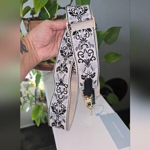 Antonio Melani Black, Light Blue, Gray and Gold Floral Handbag Strap